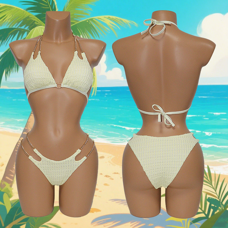 Soft Solid Color Bikini Sets with Chain Straps Factory
