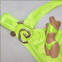 Shiny Slash Neck One Piece Satin Swimming Costume Exporter