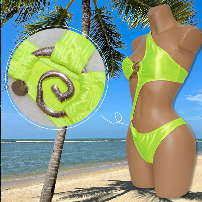 Shiny Slash Neck One Piece Satin Swimming Costume Exporter