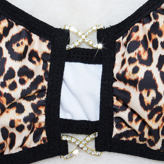 Leopard Print Thong Bikini Set for Stripper Pole Wear Custom