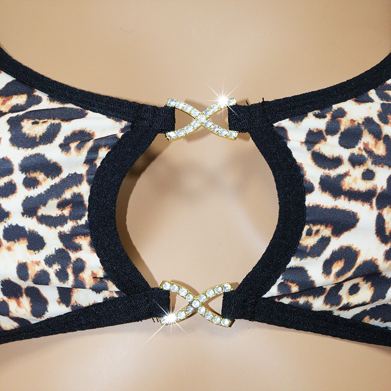 Leopard Print Thong Bikini Set for Stripper Pole Wear Custom