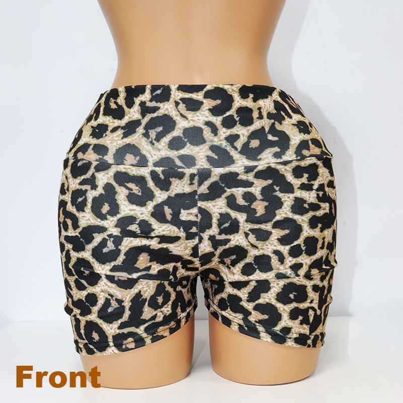 Stretchy High Waist Leopard Print Shorts Wholesale