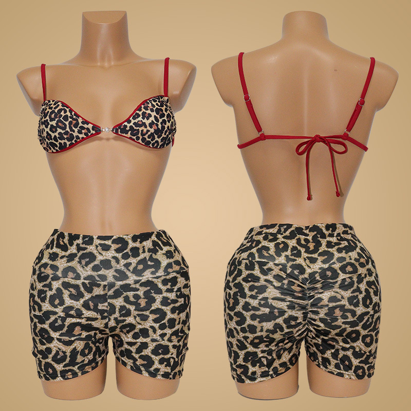 Stretchy High Waist Leopard Print Shorts Wholesale