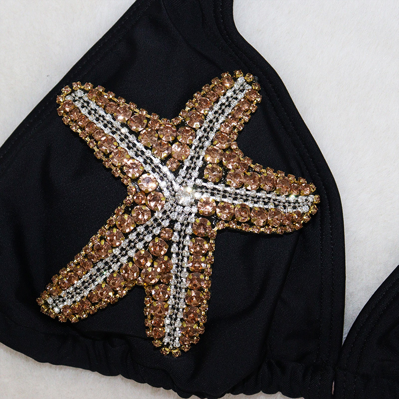 Diamante Starfish Leopard Straps Bathing Suit Wholesale