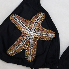 Diamante Starfish Leopard Straps Bathing Suit Wholesale