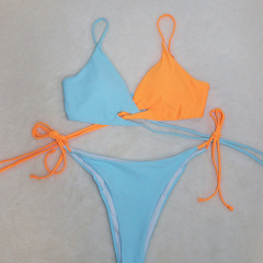 Girls Color Matching Bandage Bikini Swimming Costume Custom