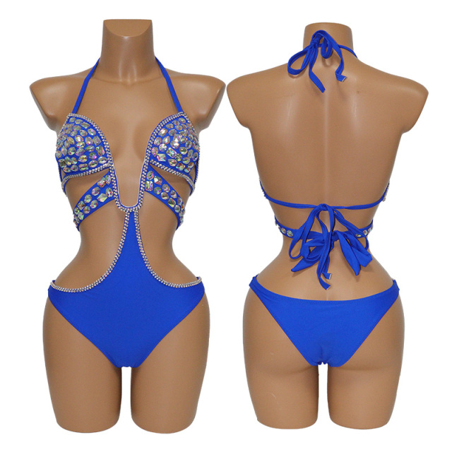 Deep V Neck Carnival Clothes with Sewing Crystals Exporter