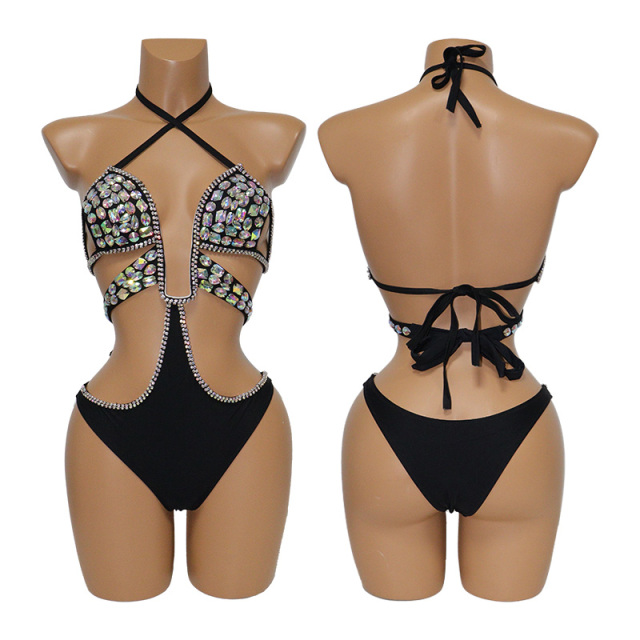 Deep V Neck Carnival Clothes with Sewing Crystals Exporter