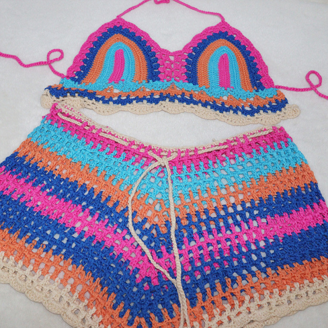 Leisure Colorful Crochet Beach Cover Up Wholesale