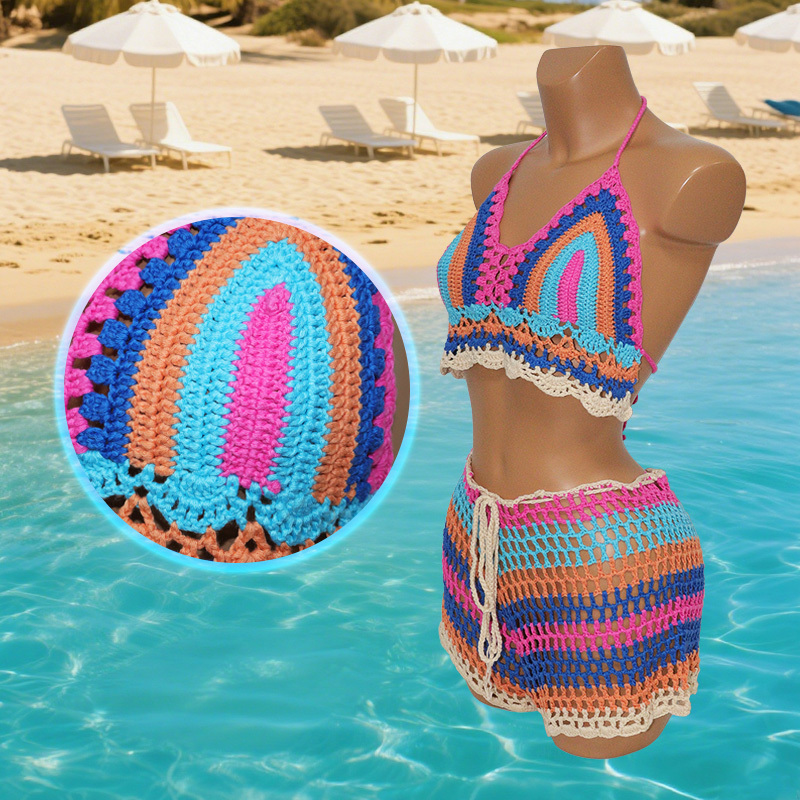 Leisure Colorful Crochet Beach Cover Up Wholesale