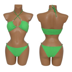 Green Beaded Halter Neck Swimming Beach Wear for Ladies Manufacturer