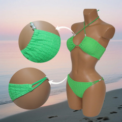Green Beaded Halter Neck Swimming Beach Wear for Ladies Manufacturer
