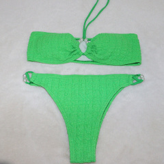 Green Beaded Halter Neck Swimming Beach Wear for Ladies Manufacturer