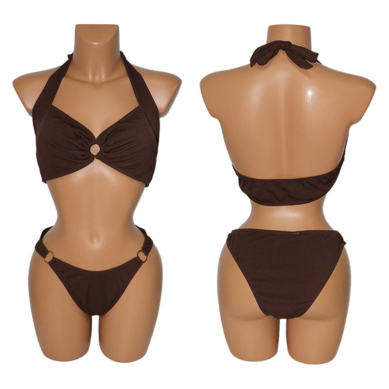 Vintage Style Brown Hater Bikini Swimsuits Custom