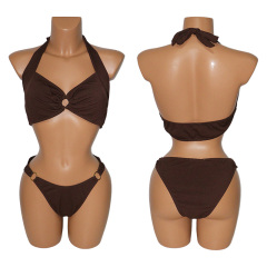 Vintage Style Brown Hater Bikini Swimsuits Custom