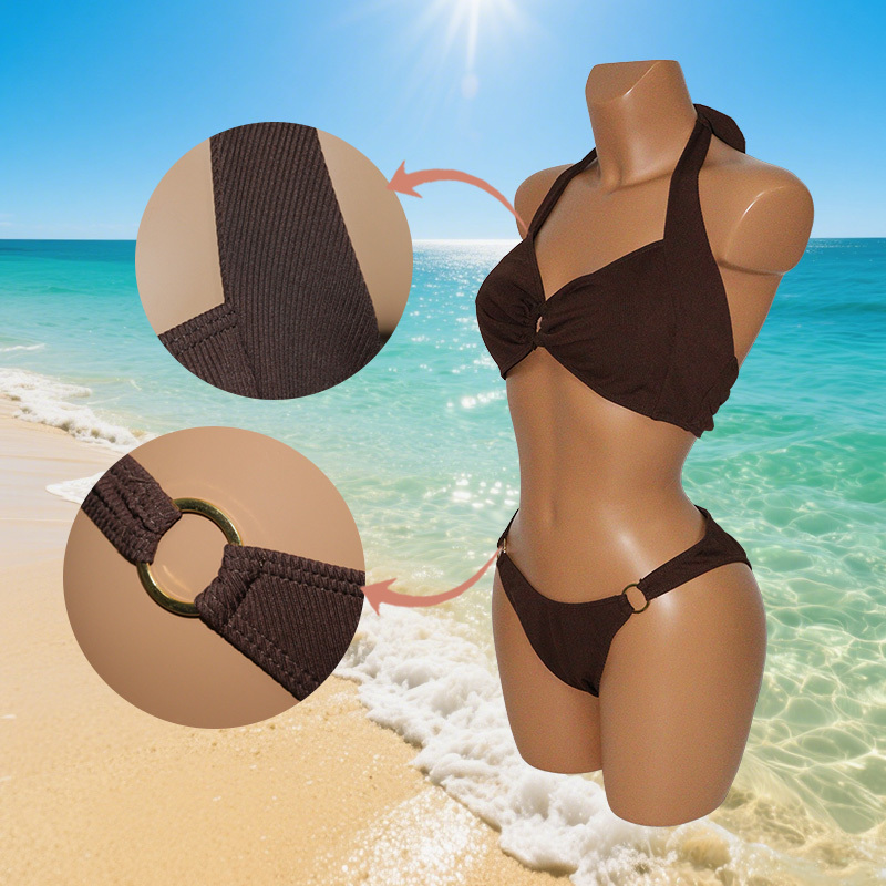 Vintage Style Brown Hater Bikini Swimsuits Custom