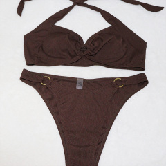 Vintage Style Brown Hater Bikini Swimsuits Custom