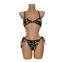 Black Printed Triangle Bikini Bathing Suits Factory