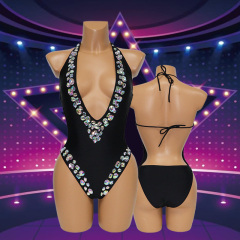 Ladies Deep V Neck Diamond Carnival Outfits Supplier
