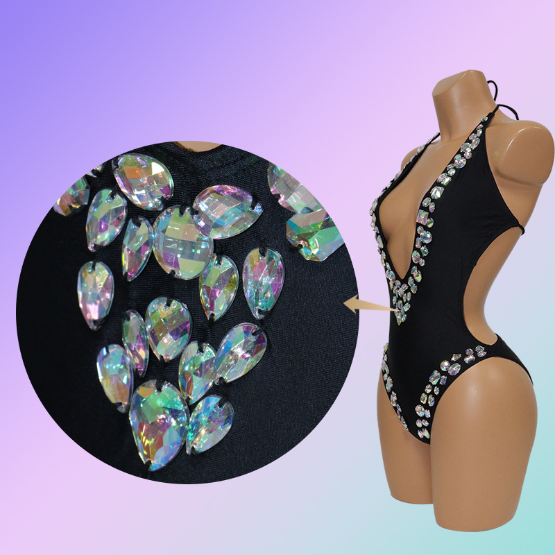 Ladies Deep V Neck Diamond Carnival Outfits Supplier