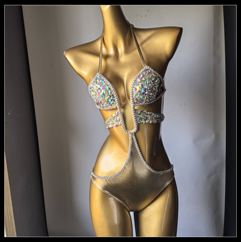 Deep V Neck Carnival Clothes with Sewing Crystals Exporter