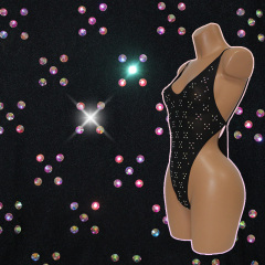 Black Crystal Pole Dance Competition Costume Custom