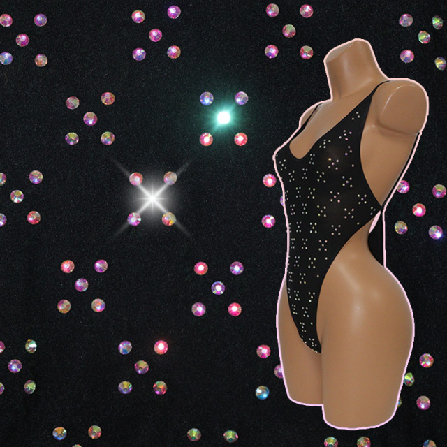 Black Crystal Pole Dance Competition Costume Custom