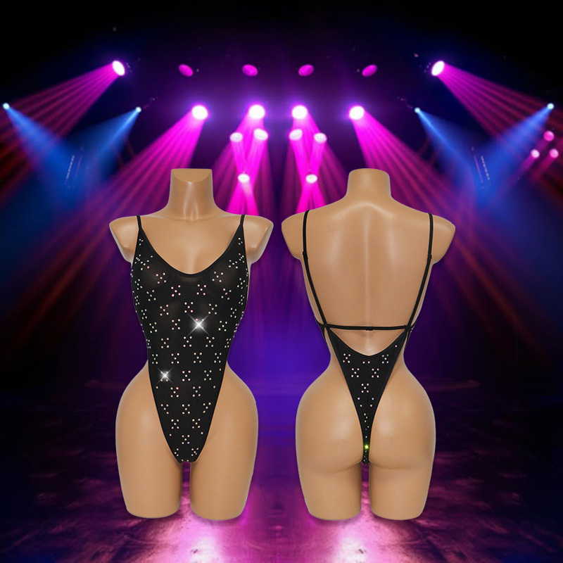 Black Crystal Pole Dance Competition Costume Custom