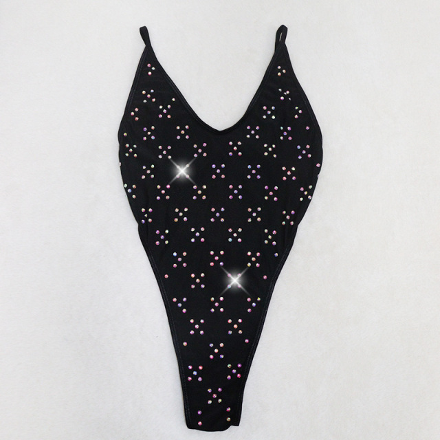 Black Crystal Pole Dance Competition Costume Custom