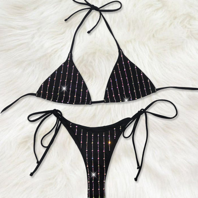 Bedazzled Stripe Printed Pole Dance Performance Costumes Supplier