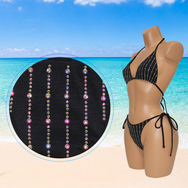 Bedazzled Stripe Printed Pole Dance Performance Costumes Supplier