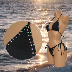 Bling Rhinestone Triangle Bikini Set Stripper Outfits Custom