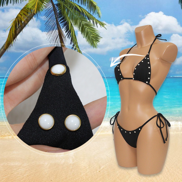 Black Pearl Studs Beaded Pole Dance Clothing Sets Wholesale