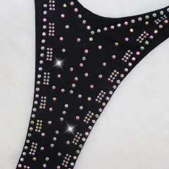 Sexy Black Diamante Pole Dance Show Outfits Bikini Sets Factory