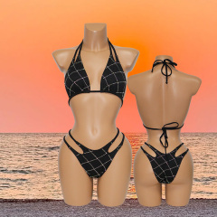 Black Diamond Plaid Bikini Stripper Wear Outfits Exporter