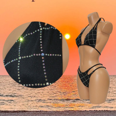 Black Diamond Plaid Bikini Stripper Wear Outfits Exporter