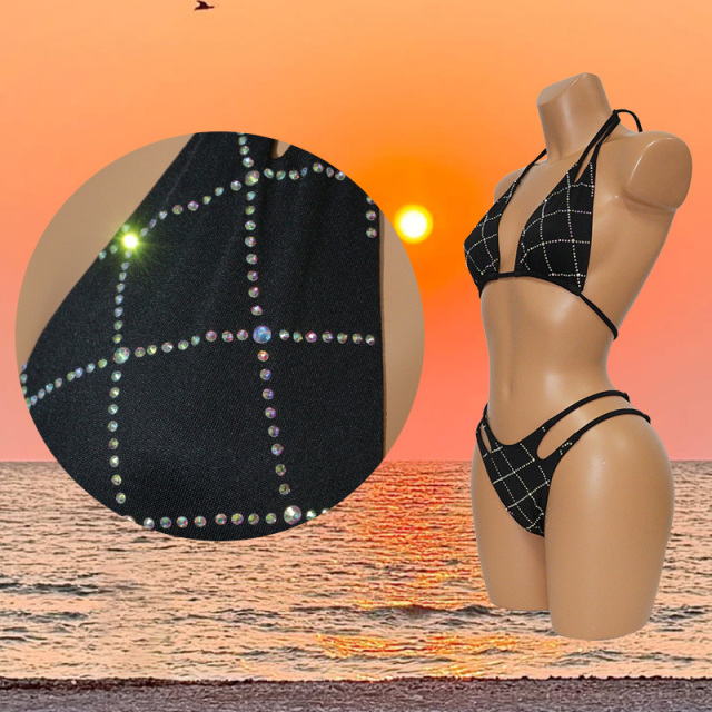 Black Diamond Plaid Bikini Stripper Wear Outfits Exporter