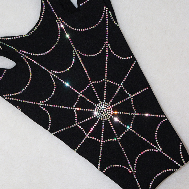 Sexy Spider Web Print Pole Dance Bikini Outfit Wholesale