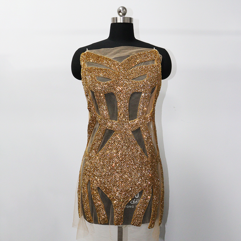 Full Bodice Rhinestone Applique for Making Bridal Dress Factory