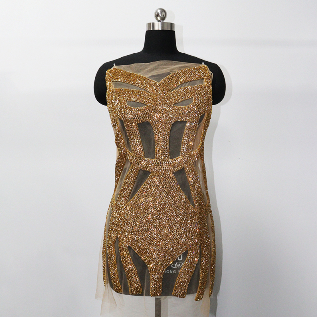 Full Bodice Rhinestone Applique for Making Bridal Dress Factory