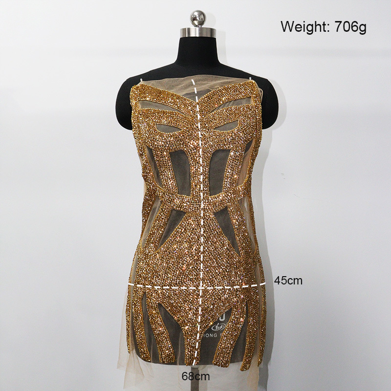 Full Bodice Rhinestone Applique for Making Bridal Dress Factory
