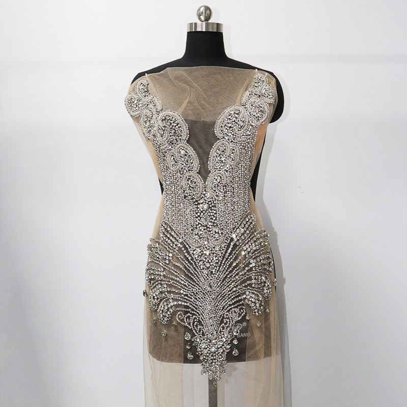 Multi Color Crystal Beaded Bridal Bodice Appliques Supplier