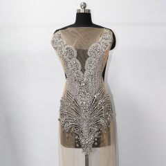 Multi Color Crystal Beaded Bridal Bodice Appliques Supplier