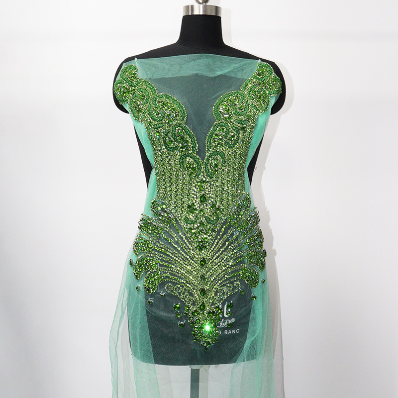 Multi Color Crystal Beaded Bridal Bodice Appliques Supplier