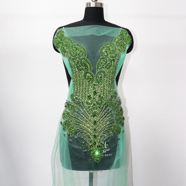 Multi Color Crystal Beaded Bridal Bodice Appliques Supplier