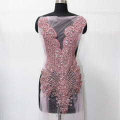 Multi Color Crystal Beaded Bridal Bodice Appliques Supplier