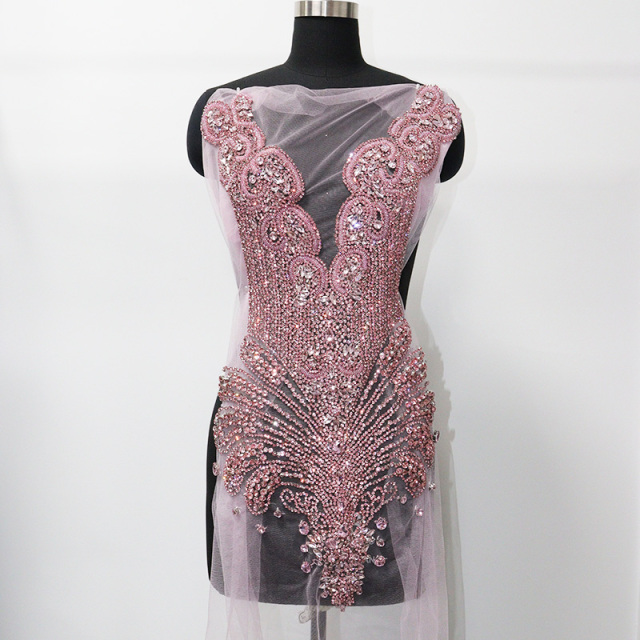 Multi Color Crystal Beaded Bridal Bodice Appliques Supplier