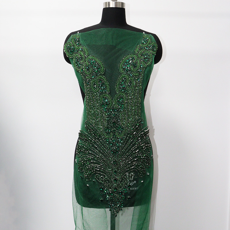 Multi Color Crystal Beaded Bridal Bodice Appliques Supplier