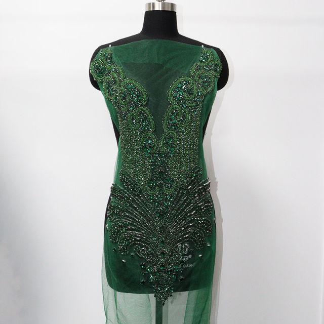 Multi Color Crystal Beaded Bridal Bodice Appliques Supplier