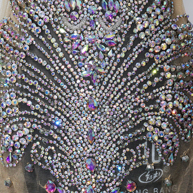 Multi Color Crystal Beaded Bridal Bodice Appliques Supplier